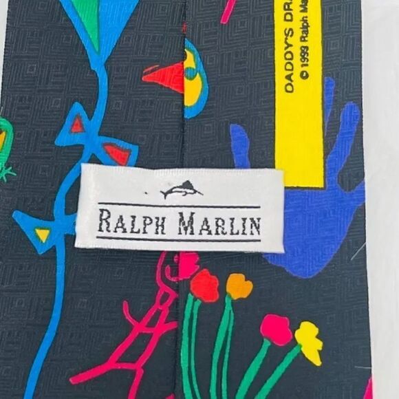 Ralph Marlin Men's Vintage 90's I Love My Daddy Necktie Daddy's Drawings Vivid - Picture 8 of 8